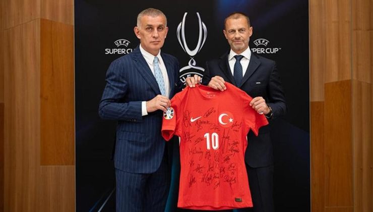 TFF Başkanı İbrahim Hacıosmanoğlu, UEFA Başkanı Aleksander Ceferin ile bir araya geldi